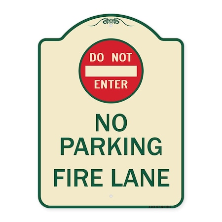 Signmission Designer Series-Do Not Enter No Parking Fire Lane With Graphic, 24" x 18", TG-1824-9981 A-DES-TG-1824-9981